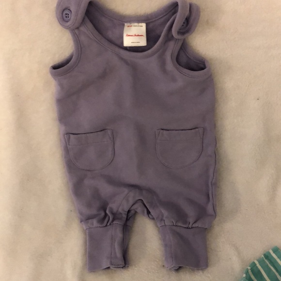 Hanna Andersson Baby Girl Cotton Soft Overalls & Knit Teal Shirt Size 60 0-3M - Picture 7 of 10